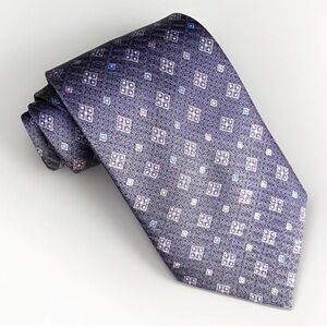 Colours Alexander Julian 100% Silk Mens Tie Light Blue Pastel Accents Geometric